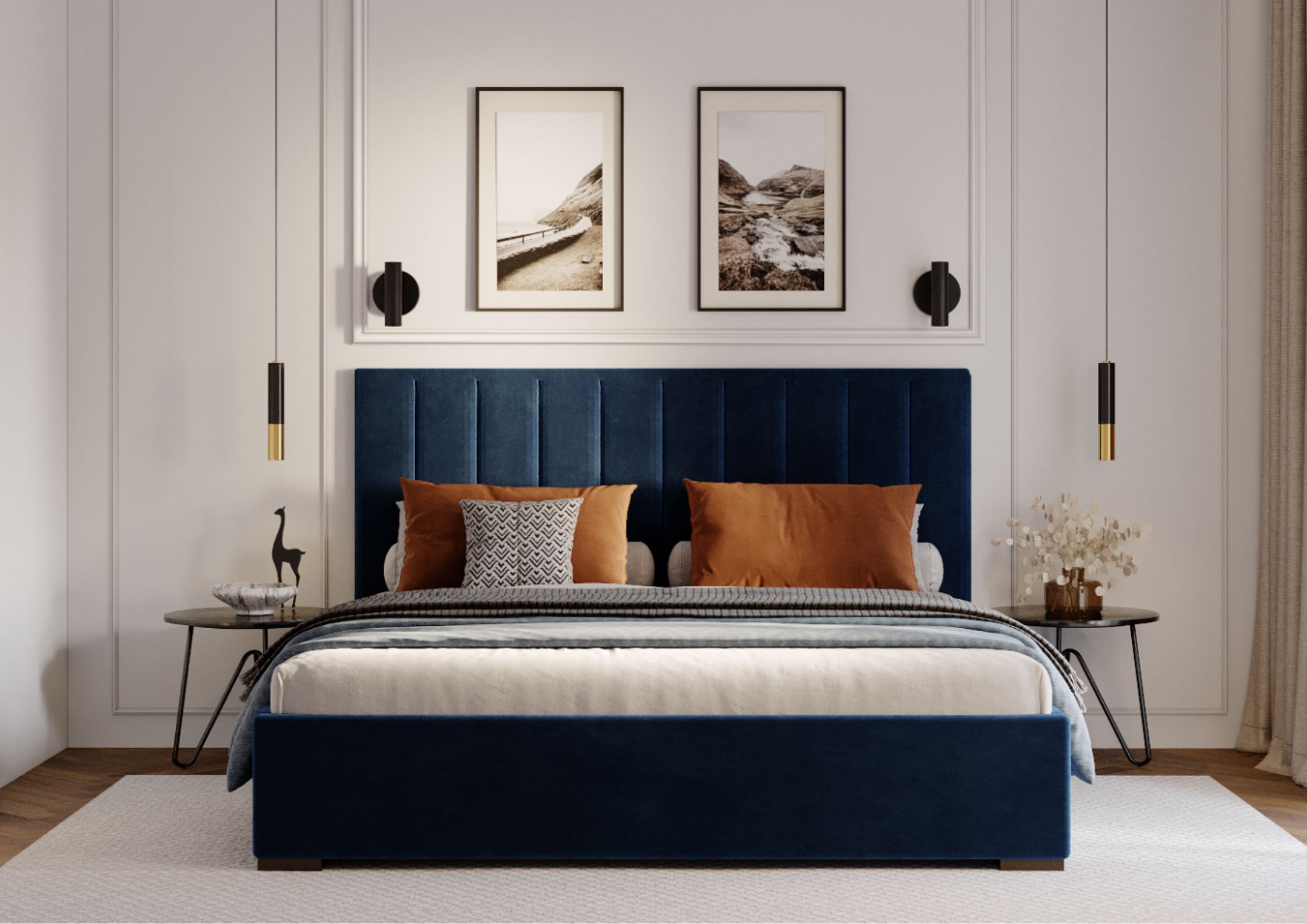 Łóżko tapicerowane prosty zagłówek